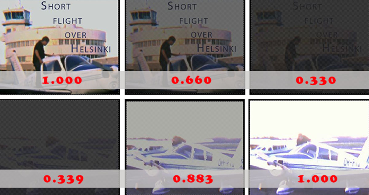 Effect of keyframe opacity values (red)