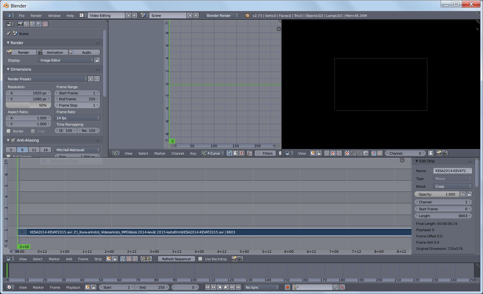 Video strip in place