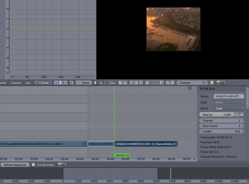 Second cut made, film in three parts