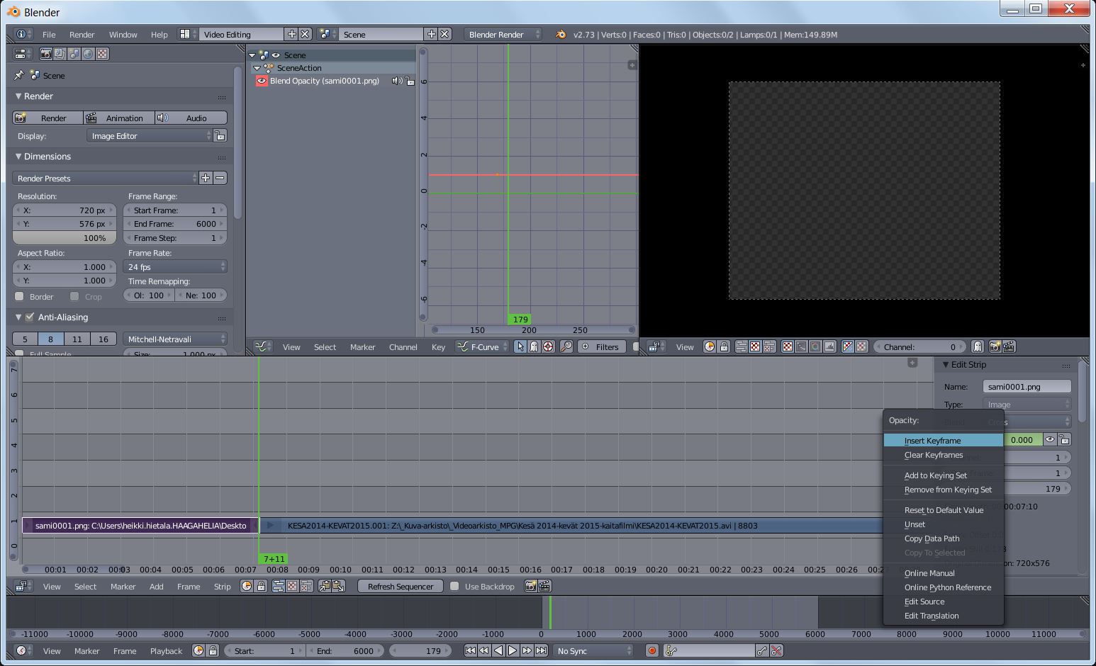 Keyframes inserted, title image now dark