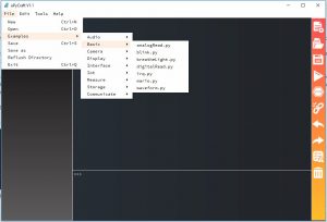 The Examples list in the File menu